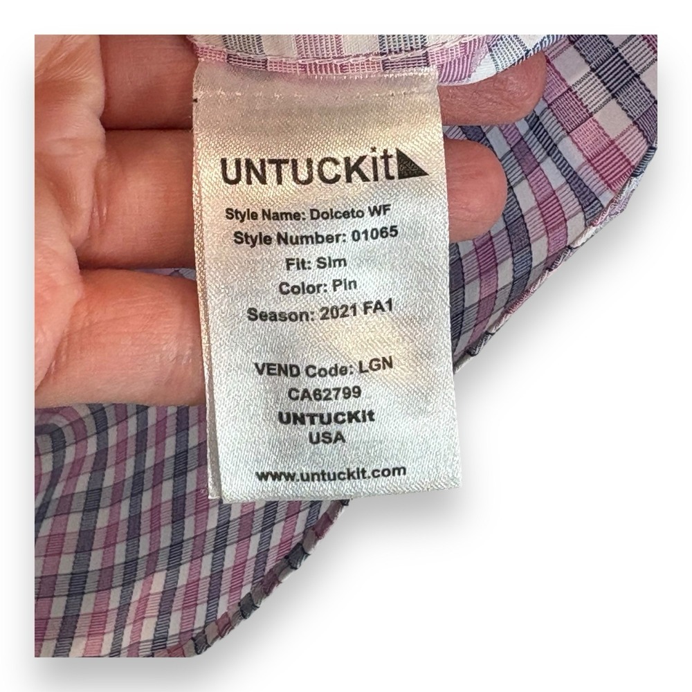 UNTUCKit Size L Button Down Shirt Collared Long Sleeve Slim Fit Wrinkle Free - Picture 10 of 10